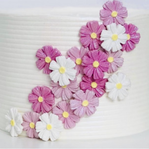 Margarida Pét. fechada Cód.610 (Pact. c/ 6 flores e 6 folhas. Medida 2,5cm x 2,5cm)