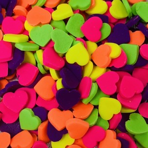 Coração Mini Neon Cód.263NEON (Pacote c/ 15g. Aprox 110 pçs Medidas 1cm)