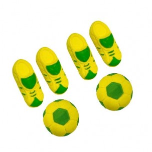 Chuteira c/ Bola G Brasil Cód.142 (Pacote c/ 4 chuteiras e 2 bolas. Medidas 3cm x 1,5cm)