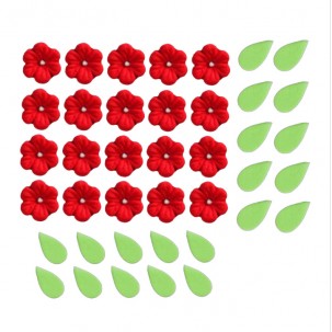 Flor do Campo P Cód.005 (Pacote c/ 15 flores e 15 folhas. Medidas 1cm)