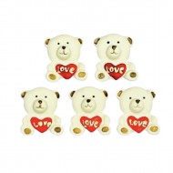 Urso Love Cód.624 (Pacote c/ 5 pçs. Medidas 2cm x 2,5cm)