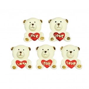 Urso Love Cód.624 (Pacote c/ 5 pçs. Medidas 2cm x 2,5cm)