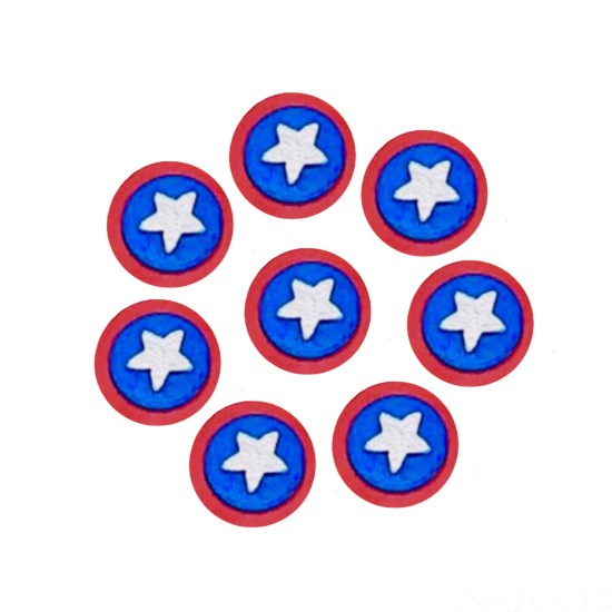 Escudo Cap. América Cód.399 (Pacote c/ 8 pçs. Medidas 2cm x 2cm)