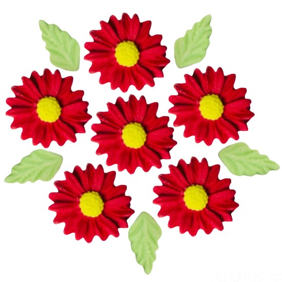 Marg. Mil Petalas Cód.385  (Pacote c/ 6 flores e 6 folhas. Medidas 3cm x 3cm)