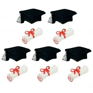 Formatura Cód.418 (Pacote c/ 04 capelos e 04 canudos. Medidas 2,5cm x 2cm)