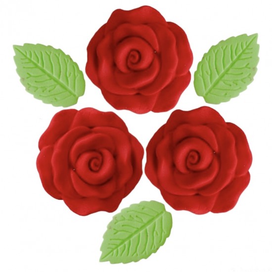 Rosa Pulseira Cód.315 (Pacote c/ 6 pçs 3 rosas e 3 folhas. Medidas 3,5cm)