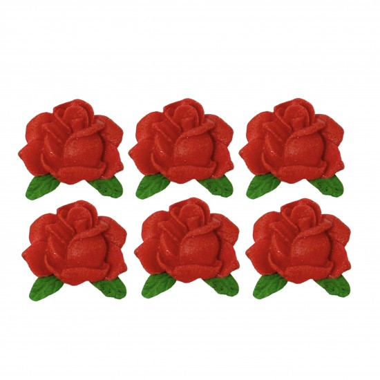 Rosa de lado Cód.692  (Pacote c/ 6 flores, medidas 2,5cm) 