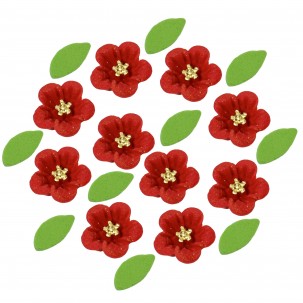 Flor Francesa Mini Cód.695 (Pacote c/ 8 flores e 8 folhas. Medidas 1,3cm)