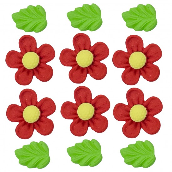 Marg. Pétalas Redondas Cód.007 (Pacote c/ 6 flores e 6 folhas. Medidas 2,5cm x 2,5cm)