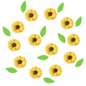 Girassol P Cód.498 (Pacote c/ 9 flores e 9 folhas. Medidas 1,2cm)