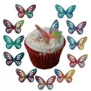 Borboleta Papel Arroz Cód.660 (Pacote c/ 10 pçs. Medidas 4cm x 3,5cm)