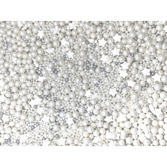 Sprinkles Branco e prata Cód.511 (Pacote c/ 50g) Sprinkles Branco e prata Cód.511 (Pacote c/ 50g)