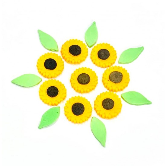 Girassol Mini Cód.498 (Pacote c/ 8 flores e 8 folhas) Girassol Mini Cód.498 (Pacote c/ 8 flores e 8 folhas)