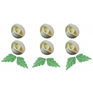 Rosa Artesanal P Cód.002 (Pacote c/ 10 pçs 5 rosas e 5 folhas. Medida 1,5cm)