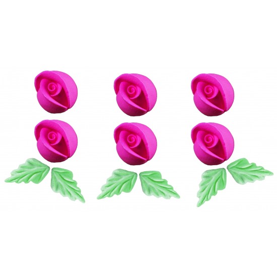 Rosa Artesanal P Cód.002 (Pacote c/ 12 pçs 6 rosas e 6 folhas. Medida 1,5cm)