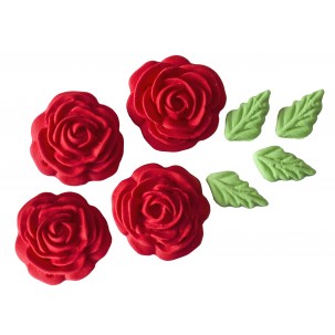 Rosa Cristal Cód.307 (Pacote c/ 6 pçs 3 rosas e 3 folhas. Medidas 2,5cm)