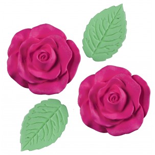 Rosa Bolacha Cód.238 (Pacote c/ 4 pçs 2 rosas e 2 folhas. Medidas 3,5cm)