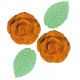 Rosa Bolacha Cód.238 (Pacote c/ 4 pçs 2 rosas e 2 folhas. Medidas 3,5cm)