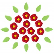 Flor Bolinha P Cód.226  (Pacote c/ 9 flores e 9 folhas. Medidas 1,5cm)