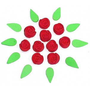 Botão de Rosa P Cód.491 (Pacote c/ 08 flores e 08 folhas. Medidas 1cm) Botão de Rosa P Cód.491 (Pacote c/ 08 flores e 08 folhas. Medidas 1cm)